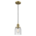 Innovations Lighting Small Bell Vintage Dimmable Led 5" Brushed Brass Mini Pendant With Seedy Glass 201C-BB-G54-LED